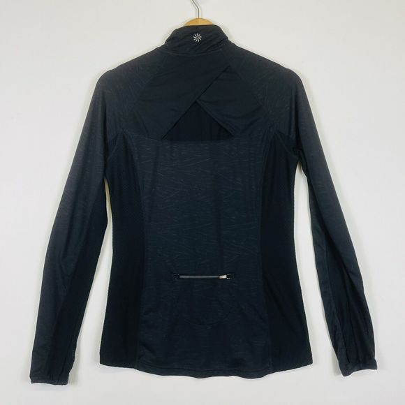 Athleta Black Mesh Panel Lightweight Quarter Zip Active Jacket Womens Medium - Picture 5 of 7